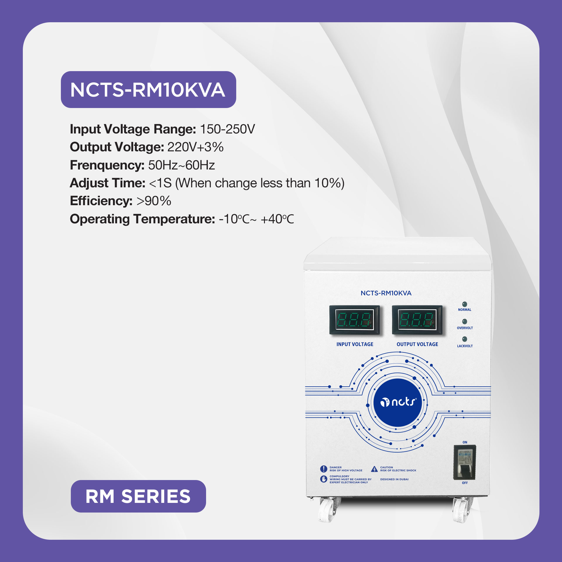 NCTS QSTROM PRO MONO PHASE SERVO VOLTAGE REGULATOR 10KVA NCTS-RM10KVA