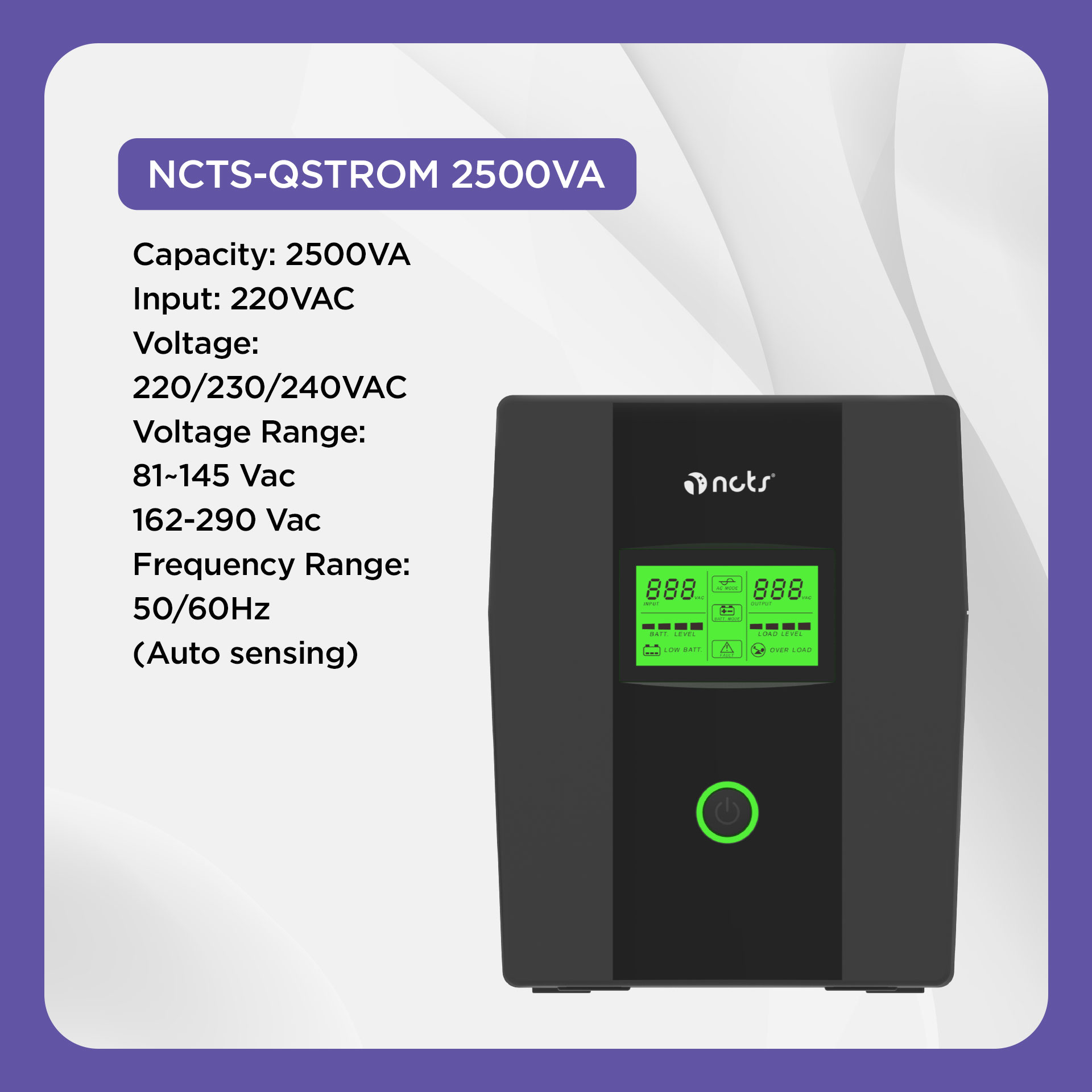 NCTS QSTROM 2500VA LINE INTERACTIVE UPS