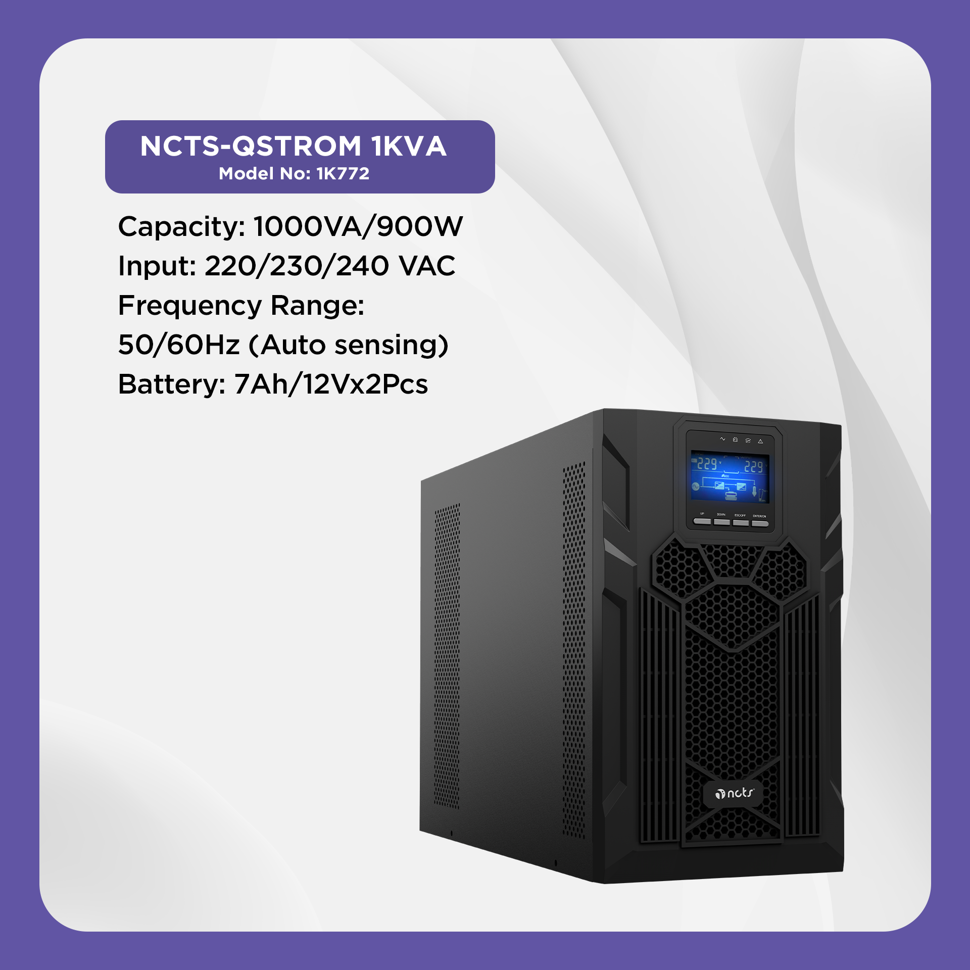 NCTS QSTROM ONLINE 1KVA MODEL 1K772