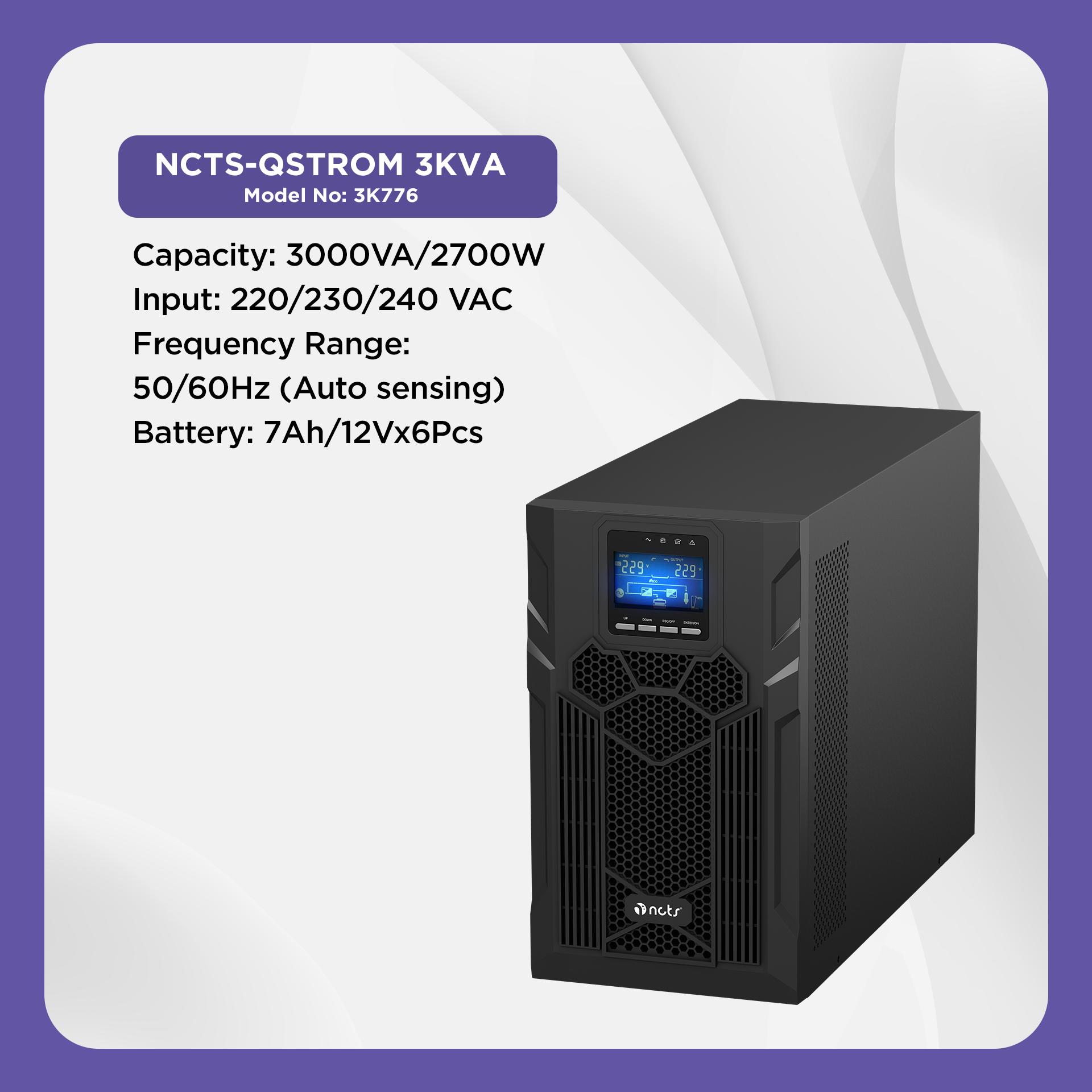 NCTS QSTROM ONLINE 3KVA MODEL 3K776